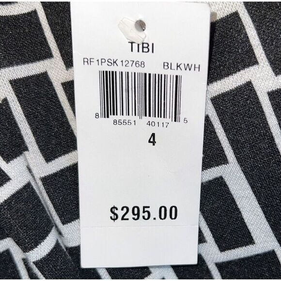 Tibi Dress Geometric Print Sleeveless Bodycon Fitted Dress Size 4 Crew Neckline - Picture 3 of 10